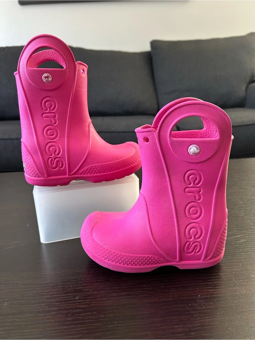 Crocs Kids' Handle Rain Boots - Bright Pink